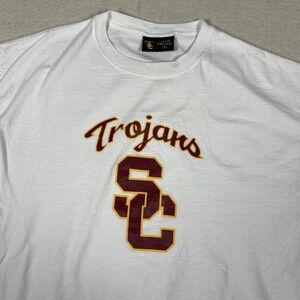 Vintage USC Trojans Shirt Mens L White NCAA Football Team Trojan Graphic Tee